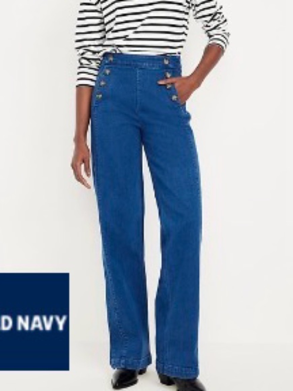 Old Navy Extra High Waist Mariner Wide Leg Jeans with Button Detail